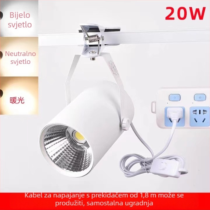 LED klipski reflektor, bez bušenja, napajanje iz priključka, 20W/30W, za izložbe, noćne pijace, vjenčanja, prijenosno osvjetljenje