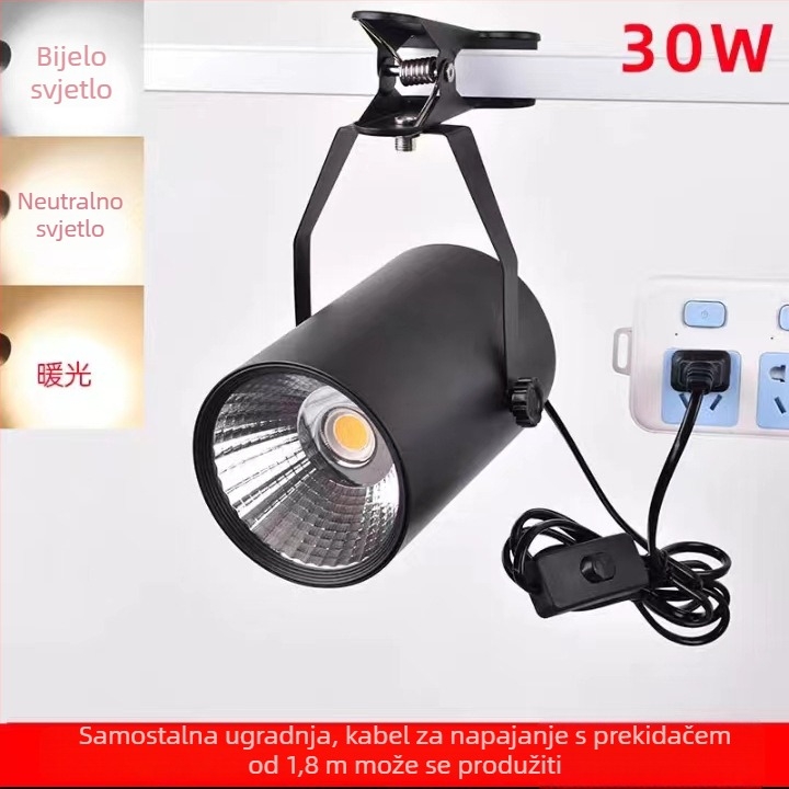 LED klipski reflektor, bez bušenja, napajanje iz priključka, 20W/30W, za izložbe, noćne pijace, vjenčanja, prijenosno osvjetljenje