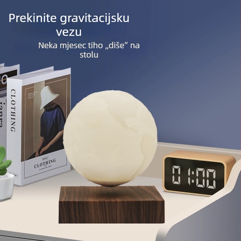 Magnetska lebdeća globus lampa, 3D ispisani karikatura dekor, nordijski stil, kućno noćno svjetlo