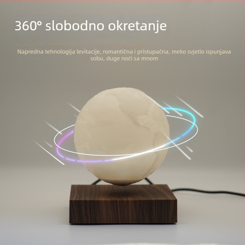 Magnetska lebdeća globus lampa, 3D ispisani karikatura dekor, nordijski stil, kućno noćno svjetlo