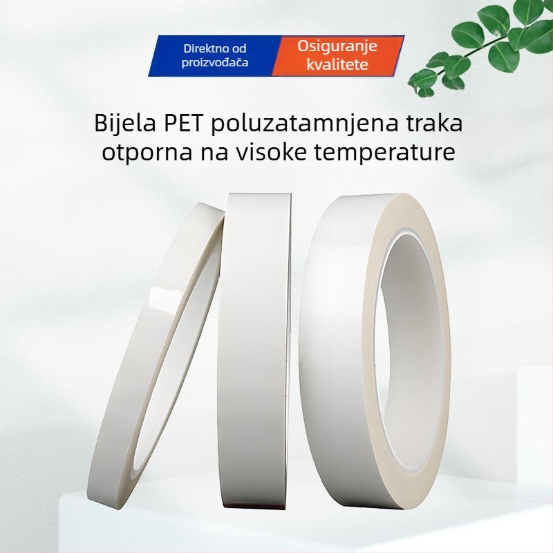 Bijela PET traka, poluprozirna, vodootporna i otporna na visoke temperature, za blokiranje LED svjetla i fiksiranje (jednostrana) bez tragova