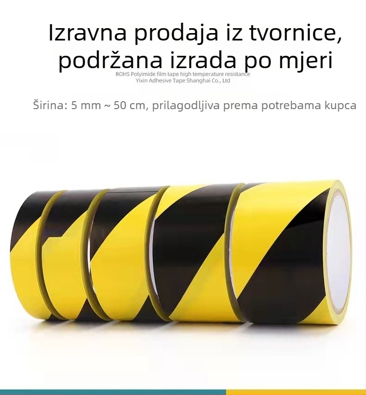 PVC upozoravajuća traka crno-žuta za radionicu, podne oznake, protuklizna i otporna na habanje