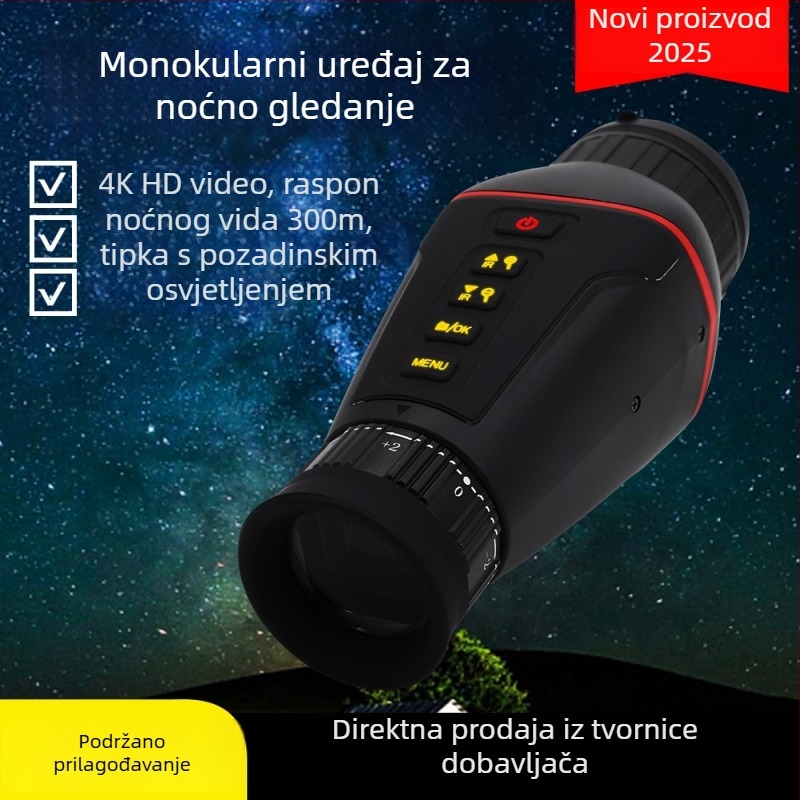 NV4300 Monokularno noćno viđenje – 4K HD infracrveno, kampiranje i promatranje divljine, 21x povećanje