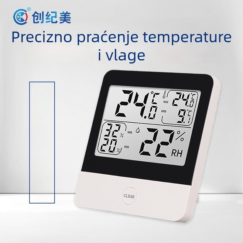 Industrijski mjerač temperature i vlage, elektronički visoke preciznosti, memorija za zapis max/min vrijednosti, pogodan za staklenike, uzgoj i ljekarne