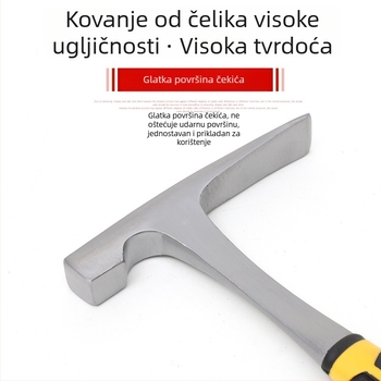 Geološki čekić za istraživanje, višestruka funkcionalnost, oštri vrh i ravna glava, za zidarske i rudarske radove, vanjska upotreba, dvostruka glava