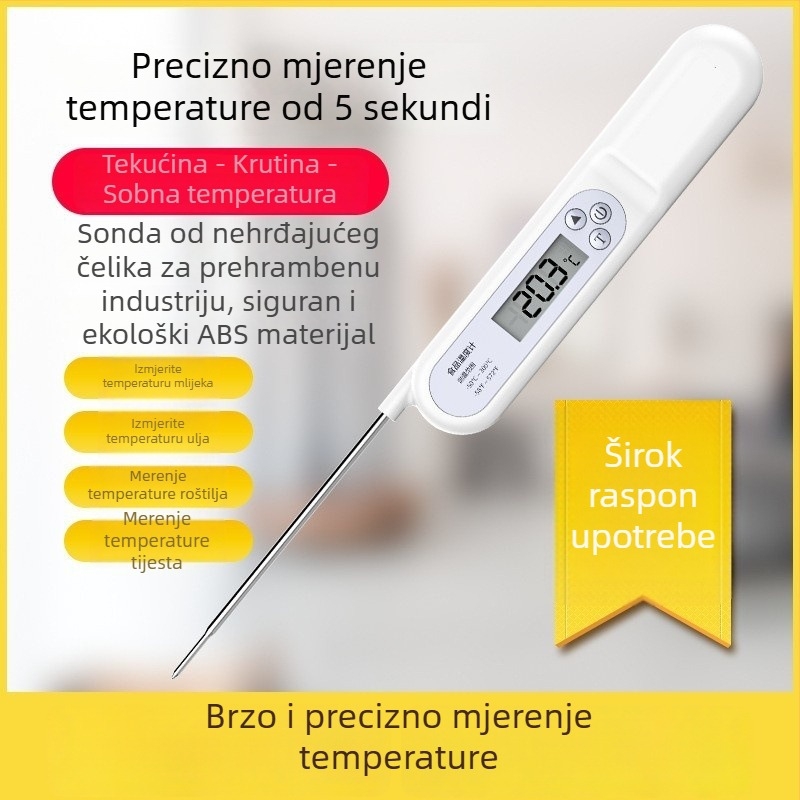 Sklopni kuhinjski termometar sa sondom – visoko precizan elektronički termometar za mlijeko, vodu, ulje i pečenje