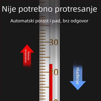 Stakleni termometar s crvenom tekućinom, rtutni termometar, za unutarnju i industrijsku upotrebu; laboratorij i akvarij.