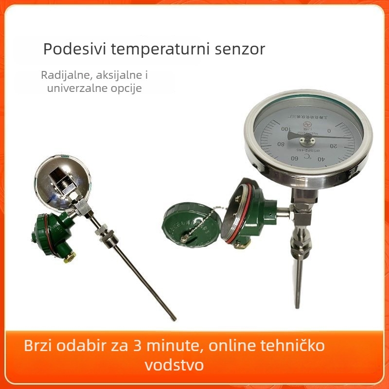 Daljinski bimetački termometar WSSP/K-481, nehrđajući čelik, industrijski cjevovodi — temperatura i vlaga