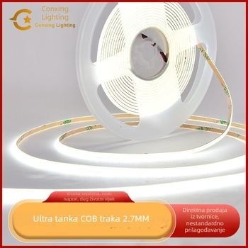 COB LED traka, ultra-tanka pločica širine 2,7 mm, mini visoke svjetline, niskonaponska LED traka, samoljepljiva linearna rasvjeta za ormariće i vinske ormariće