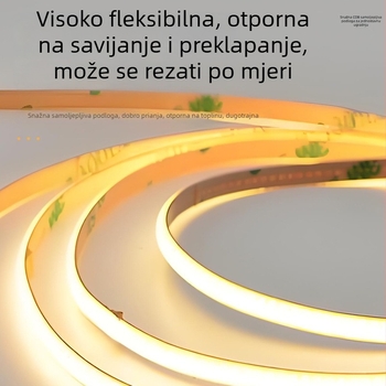 COB LED traka, ultra-tanka pločica širine 2,7 mm, mini visoke svjetline, niskonaponska LED traka, samoljepljiva linearna rasvjeta za ormariće i vinske ormariće