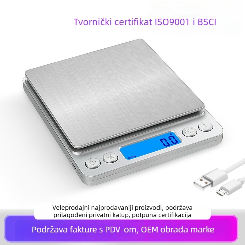 DH-I200 Kompaktna digitalna kuhinjska vaga, visoka preciznost, mjerenje u gramima, kapacitet 3 kg
