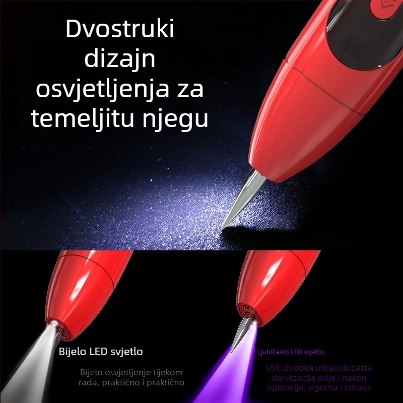 Doellie 12-stupanjski alat za uklanjanje madeža i pegama, laserska kozmetička olovka za lice s dvostrukim LED svjetlom