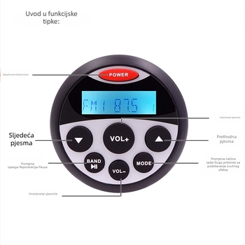 IP66 vodootporan MP3 Bluetooth USB player za RV-ove, terenska vozila i brodove, vanjsku ugradnju na vozilo
