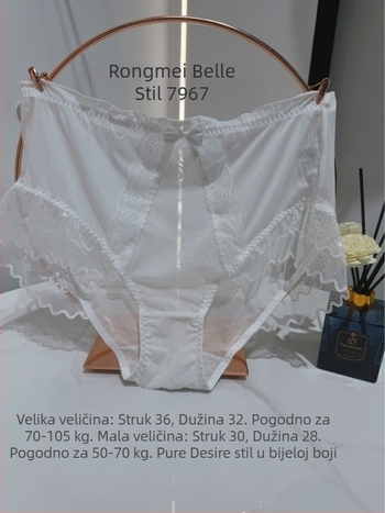 Plus veličine čipkaste gaćice visokog pasa s prozirnim panelima, priljubljene uz bokove i podižu zadnjicu, inspirirano Lolita stilom
