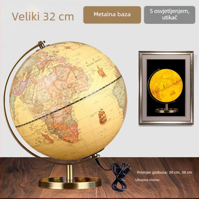 Retro globus ukras za stolni ured, karta svijeta za dom
