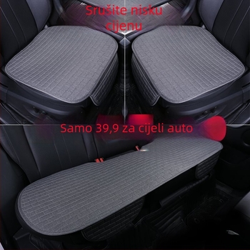 Trostruki set jastučića za auto sjedala, za sve sezone, prozračan lan, protuklizni