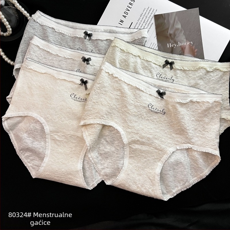Meiliqiao ženske menstrualne gaćice od pamuka, zaštita od curenja, srednji uspon, trokutasti kroj, paket od 5 komada