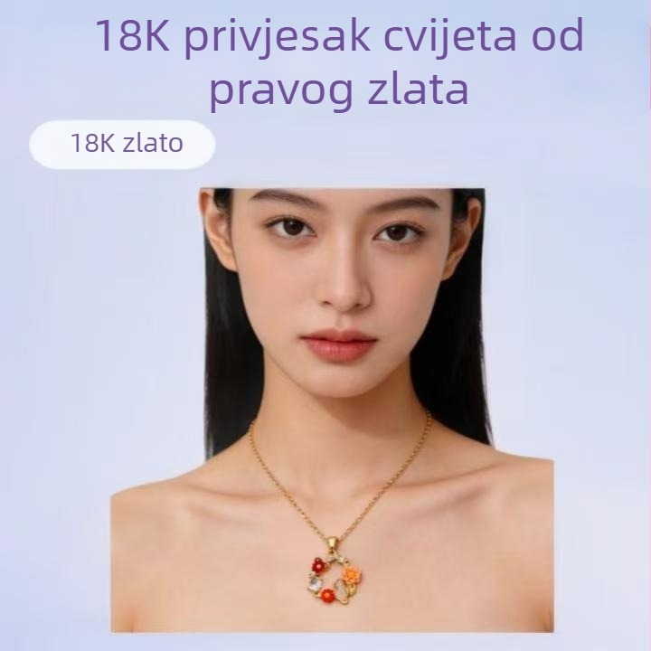 Koreanskog stila lančić za džemper od titan čelika, s 18K zlatnim premazom i cvjetnim privjeskom