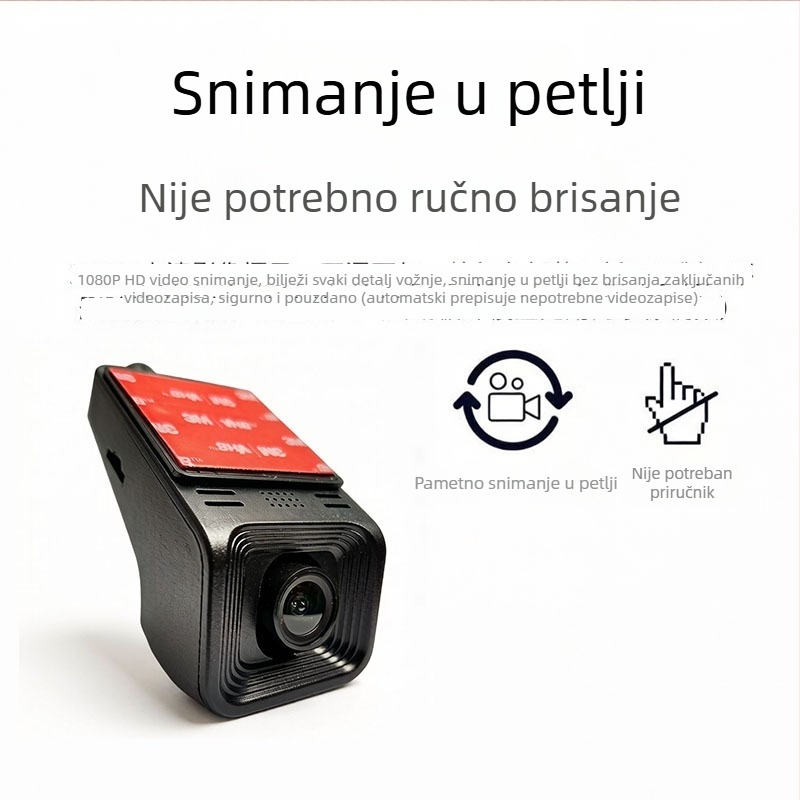 D-tip Wi-Fi skrivena automobil-dash kamera, 2160p, noćni vid, 170° kut gledanja, bez zaslona, Wi‑Fi i mobilna aplikacija