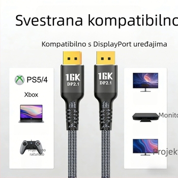 DP 2.1 Gaming DisplayPort kabel - 16K@60Hz, 8K@240Hz, 80Gbps, 360Hz visoka frekvencija osvježavanja