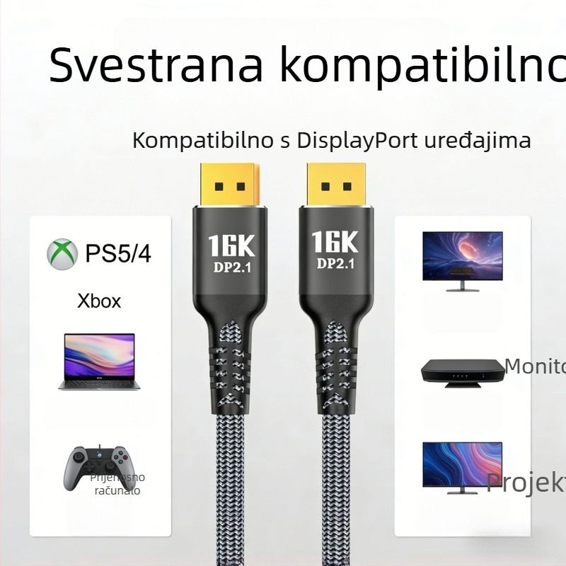 DP 2.1 Gaming DisplayPort kabel - 16K@60Hz, 8K@240Hz, 80Gbps, 360Hz visoka frekvencija osvježavanja