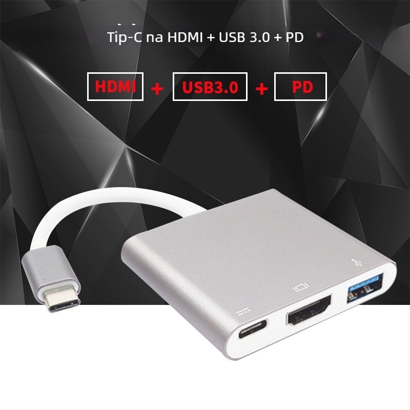Type-C na HDMI 3-u-1 HD adapter kabel USB 3.1