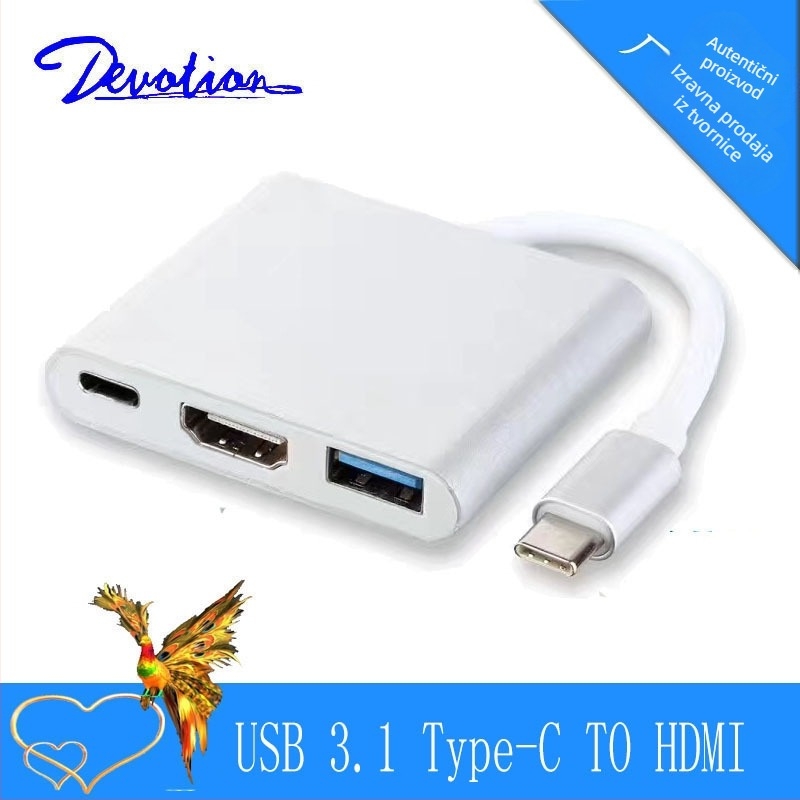 Type-C na HDMI 3-u-1 HD adapter kabel USB 3.1