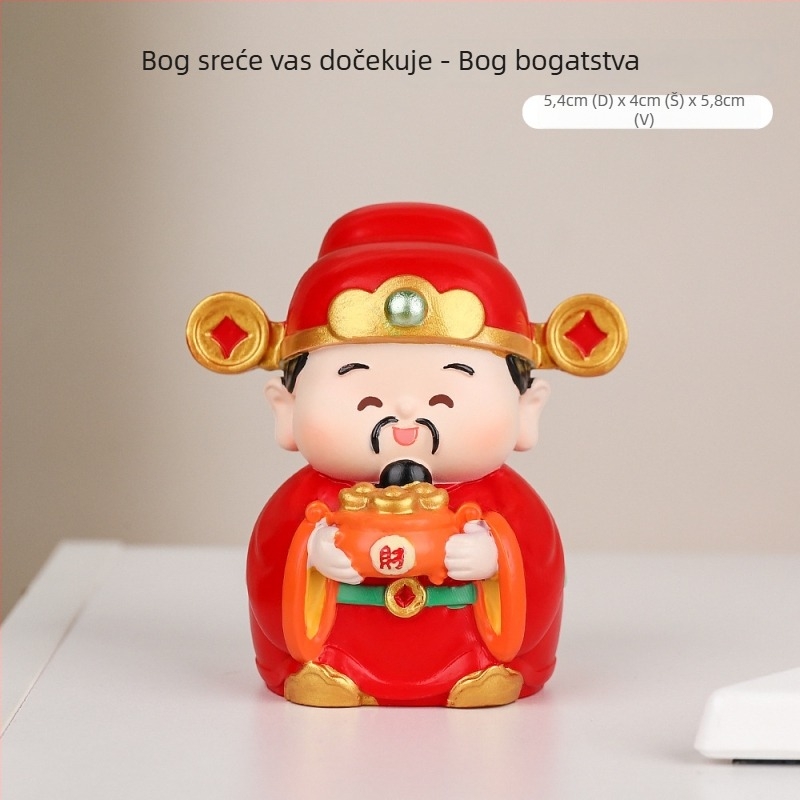 Figurica Boga bogatstva za uredski stol i ulazni hodnik – ukrasna figura od smole