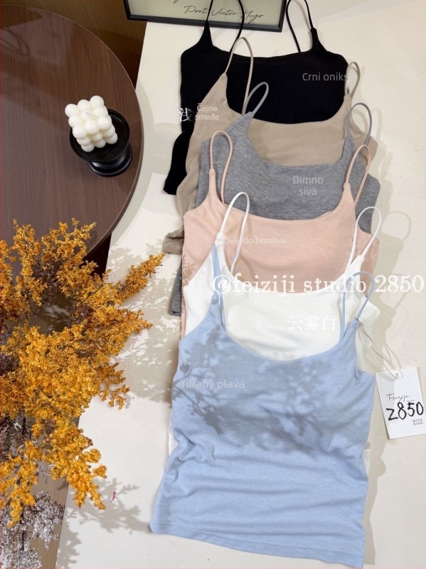2850 Majica s izrezom na ramenu, jednobojna, duboki leđa, tanke naramenice, u različitim bojama