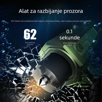 Dvostruki sigurnosni čekić za automobil s rezačem, prenosni razbijač stakala