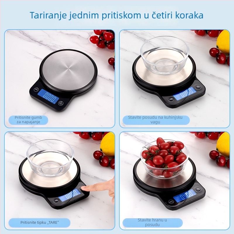 HEL K200H kuhinjska digitalna vaga, kapacitet 5 kg, preciznost 0,1 g, nehrđajući čelik