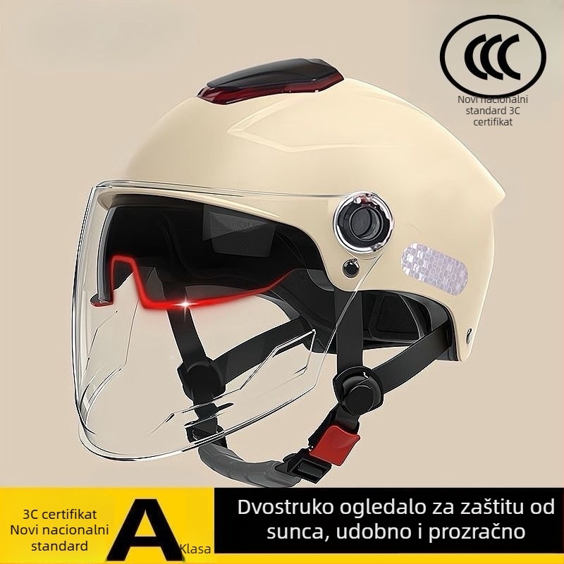 2025 nova ljetna kaciga za električni motocikl s dvostrukim vizirima, unisex, za sve sezone