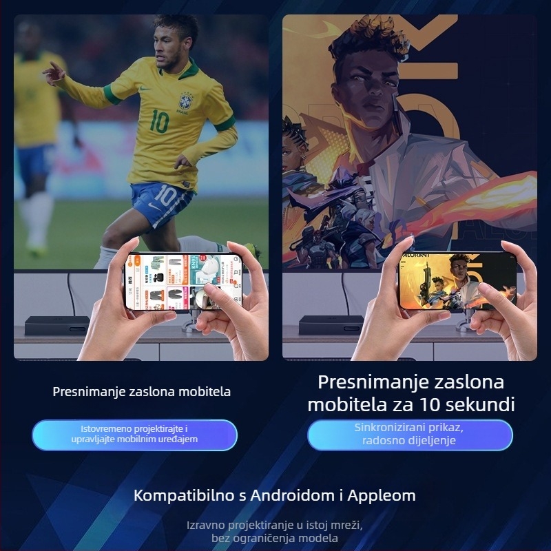 Inteligentna bežična Wi‑Fi TV kutija, 4K mrežni set‑top box s prikazom zaslona, pogodna za multimediju