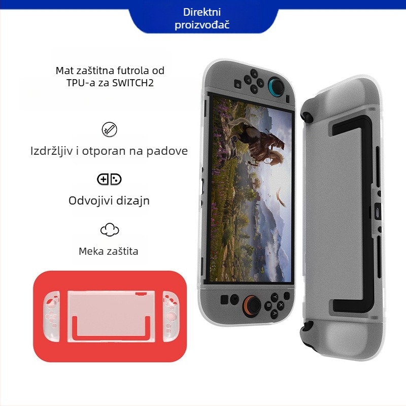 Oakcase zaštitna futrola Switch 2 s mat TPU-om, podijeljeni dizajn, potpuno pokriće, mekani kućište i pribor za ručice