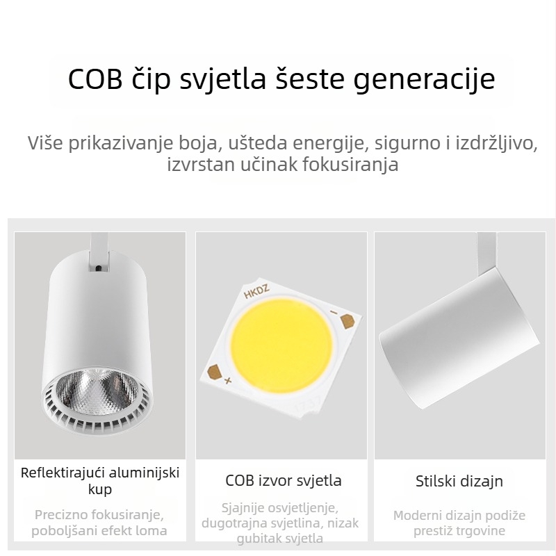 LED trak svjetlo za trgovine odjećom – površinska montaža, bez treperenja, COB trak svjetlo za prijenos uživo i zid pozadine