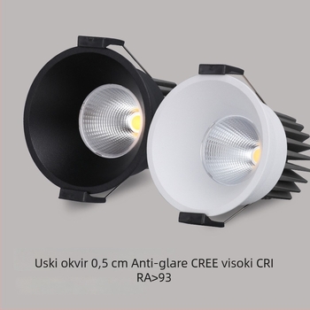 LED duboko anti-sjajna ugrađena usmjerena LED svjetiljka s uskim okvirom COB stropna rasvjeta za dnevni boravak i hodnik