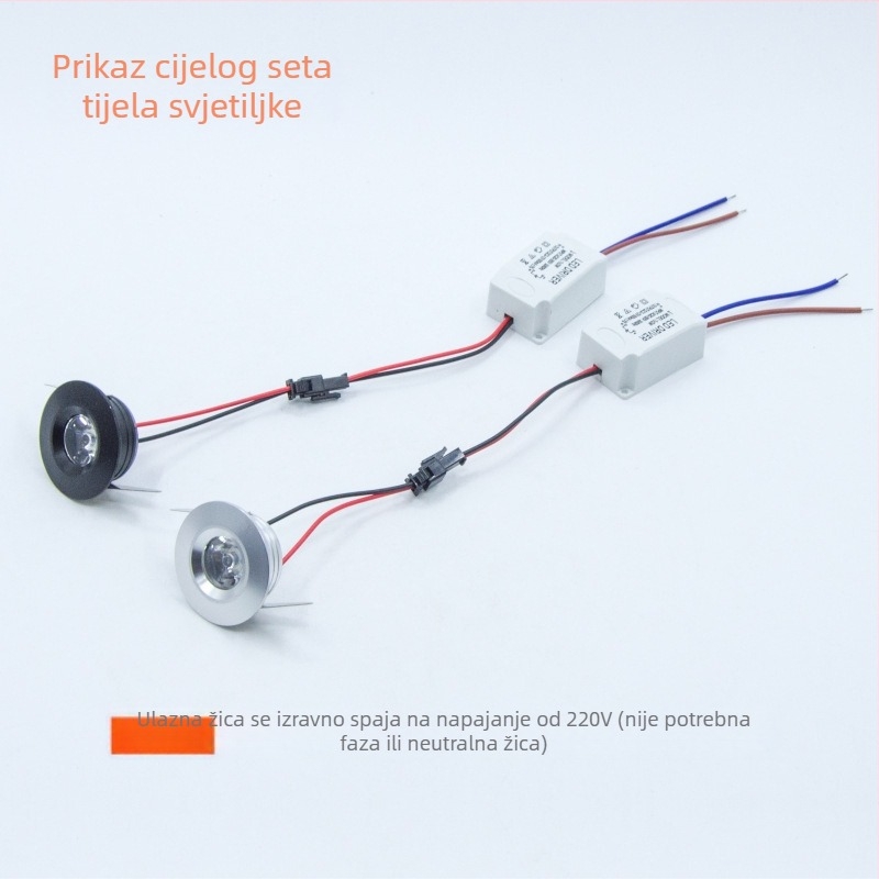 LED mini spot svjetlo 1W, Bull's Eye dizajn, stropna svjetiljka za vitrine i nakit, otvor 3,5 cm