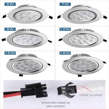 LED stropno spot svjetlo, ugrađeno, za kućnu pozadinsku zidnu površinu, 3W/5W/7W i 12W/18W, Bullseye svjetlo