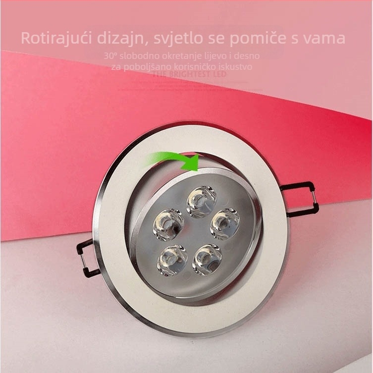 LED stropno spot svjetlo, ugrađeno, za kućnu pozadinsku zidnu površinu, 3W/5W/7W i 12W/18W, Bullseye svjetlo
