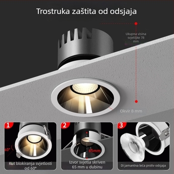 Prilagođeni niskonaponski LED spot 12V/24V s dubokom šalicom, anti-sjaj, ugrađeno stropno svjetlo za dnevni boravak, dom, kamp-kuću i hotel