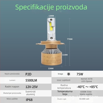 LED automobilska svjetla 75W s dvostrukom bakrenom cijevi za hlađenje, ultra jasni usmjereni snop, H4 žarulja s integriranim daljinskim i bliskim svjetlom