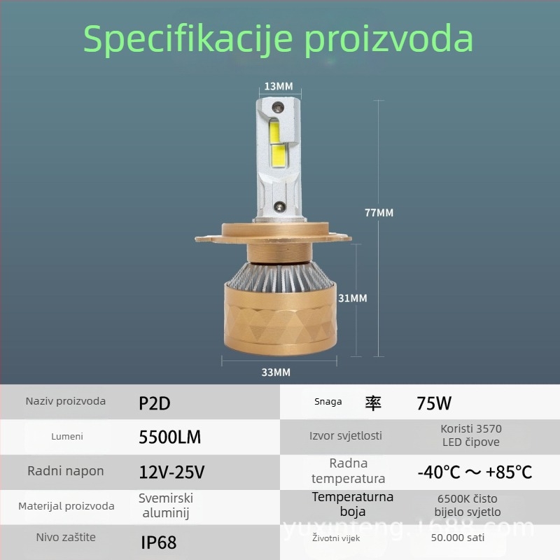 LED automobilska svjetla 75W s dvostrukom bakrenom cijevi za hlađenje, ultra jasni usmjereni snop, H4 žarulja s integriranim daljinskim i bliskim svjetlom