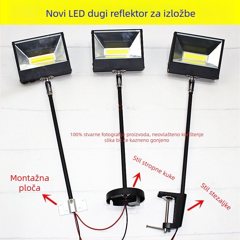 LED spot svjetla za izložbe s dugim krakom i klipsom – rasvjeta za štandove, izložbe i pozadinu reklame