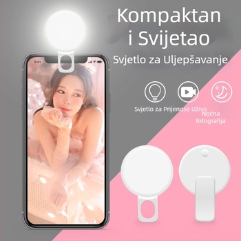 Prijenosno LED osvjetljenje za mobitel — tri temperature boje, poboljšava kožu i konture lica, za live streaming i selfije, HD fotografije i videa
