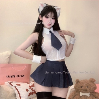 Seksi cosplay set: uniforme u japanskom stilu, prozirna bluza, izgled sekretarice, JK kratka suknja