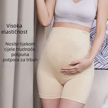 Bešavne trudničke gaćice s visokim strukom i 3D podrškom za trbuh, plus veličina, dvodjelni legging s produženim preponama