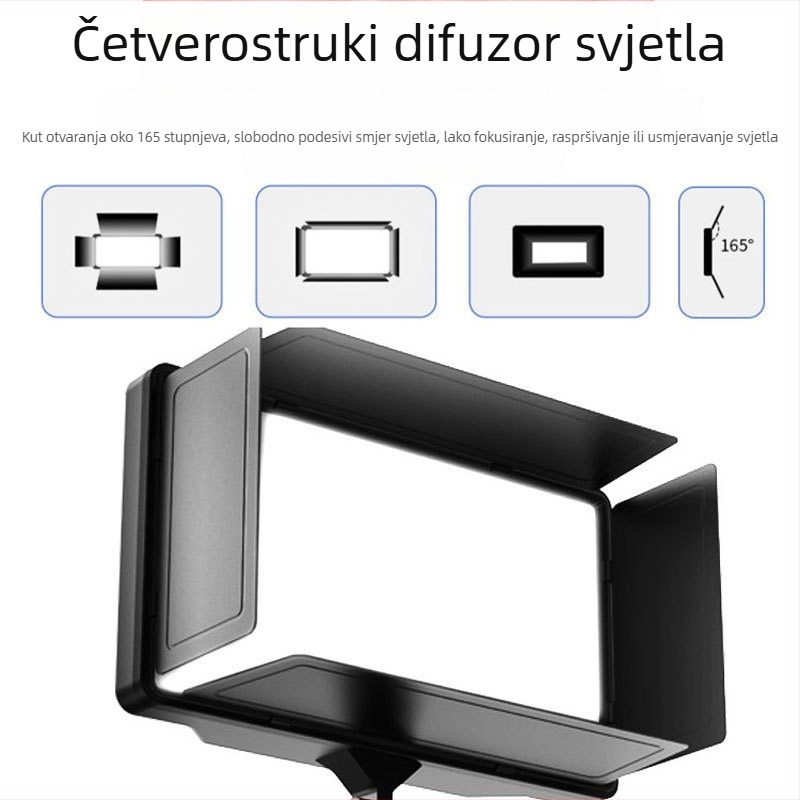 40W fotografijsko svjetlo s dvostrukim napajanjem ( baterija i mreža ), ABS mekani svjetlosni panel, svjetlo za uljepšavanje, trobojni LED za prijenos uživo, prilagodljiva jačina
