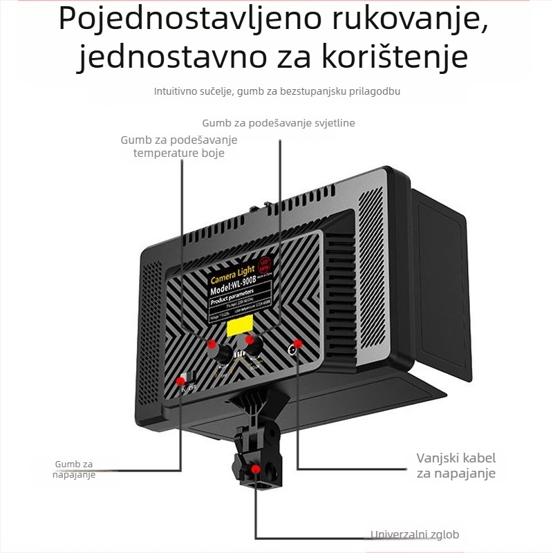 40W fotografijsko svjetlo s dvostrukim napajanjem ( baterija i mreža ), ABS mekani svjetlosni panel, svjetlo za uljepšavanje, trobojni LED za prijenos uživo, prilagodljiva jačina