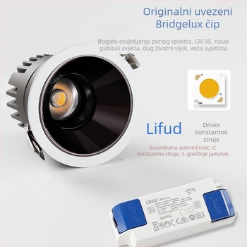 Ugrađena COB downlight s uskim okvirom, anti-glare, wall-washer rasvjeta za dnevni boravak
