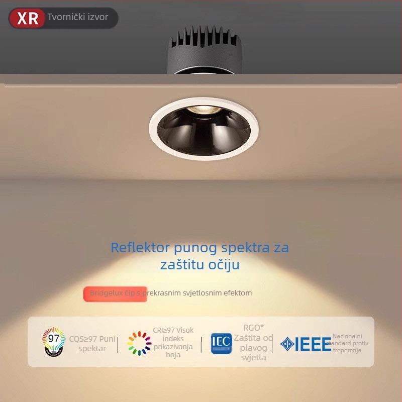 Ugrađena COB downlight s uskim okvirom, anti-glare, wall-washer rasvjeta za dnevni boravak
